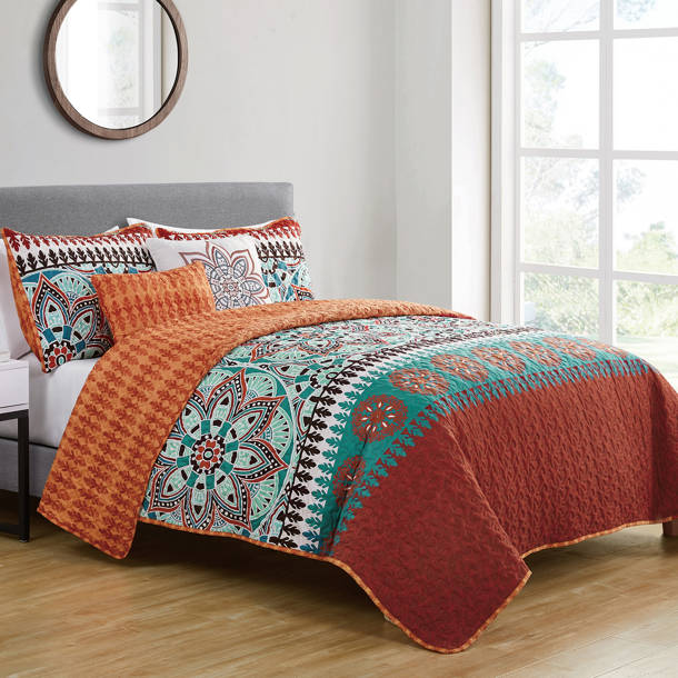 Bungalow Rose Wooler Performance Blue/Orange Rug & Reviews Wayfair Canada